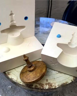 Handmade wooden template for porcelain casting