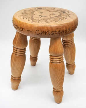 Handmade wooden child's christening stool