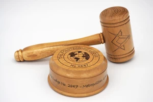Handmade wooden gavel and block