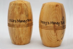 Handmade wooden money box
