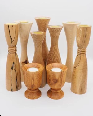 Handmade wooden tea light holders