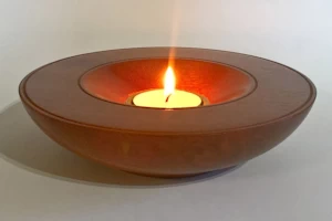Handmade wooden tea light dish