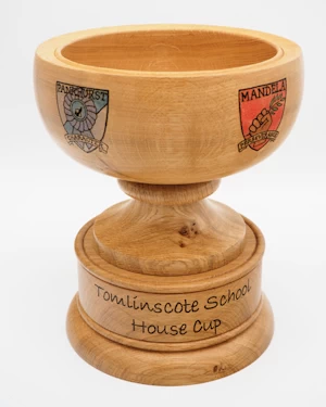 Handmade wooden house cup trophy
