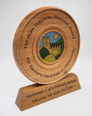 Handmade wooden memorial trophy