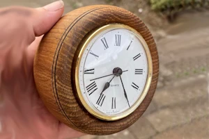 Handmade wooden bedside table clock