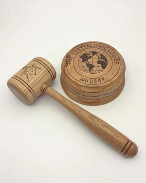 Handmade masonic gavel and block