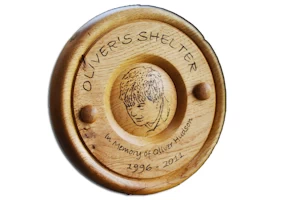 Handmade wooden commemorative wall plaque