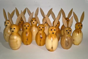 Handmade wooden bunnies