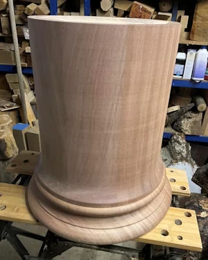 Large architectural wooden porch pillar