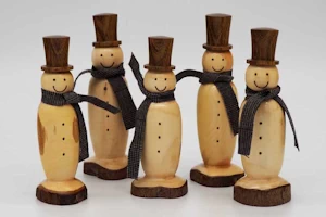Handmade wooden snowmen