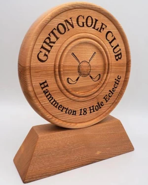 Handmade wooden trophy disc